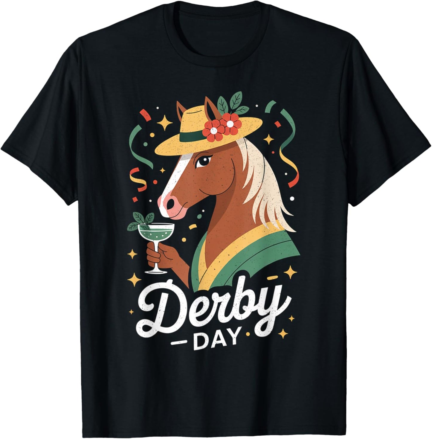 Funny Horse Derby Party Blue T-Shirt - T-Shirt | Black