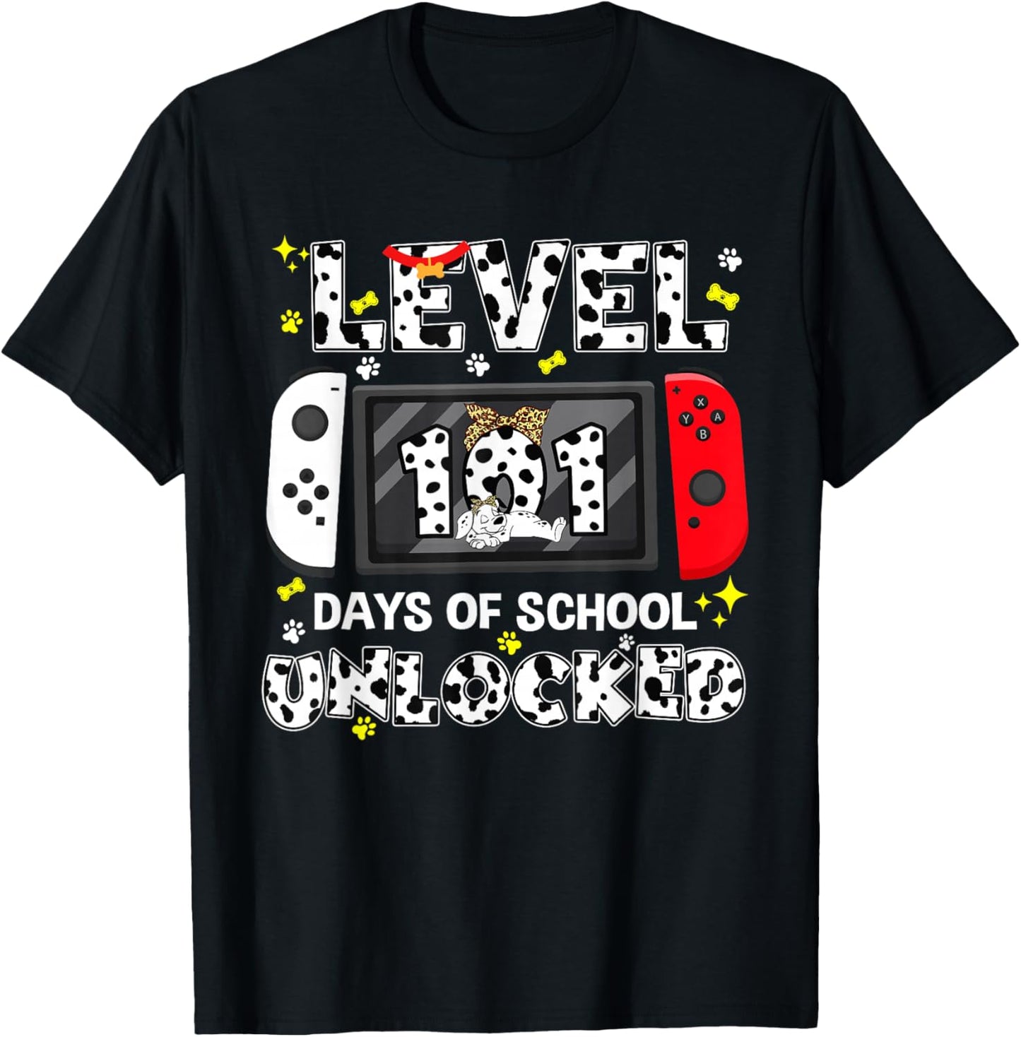 Level Unlocked Game Controller 101 Days School 100 Days T-Shirt - T-Shirt | Black