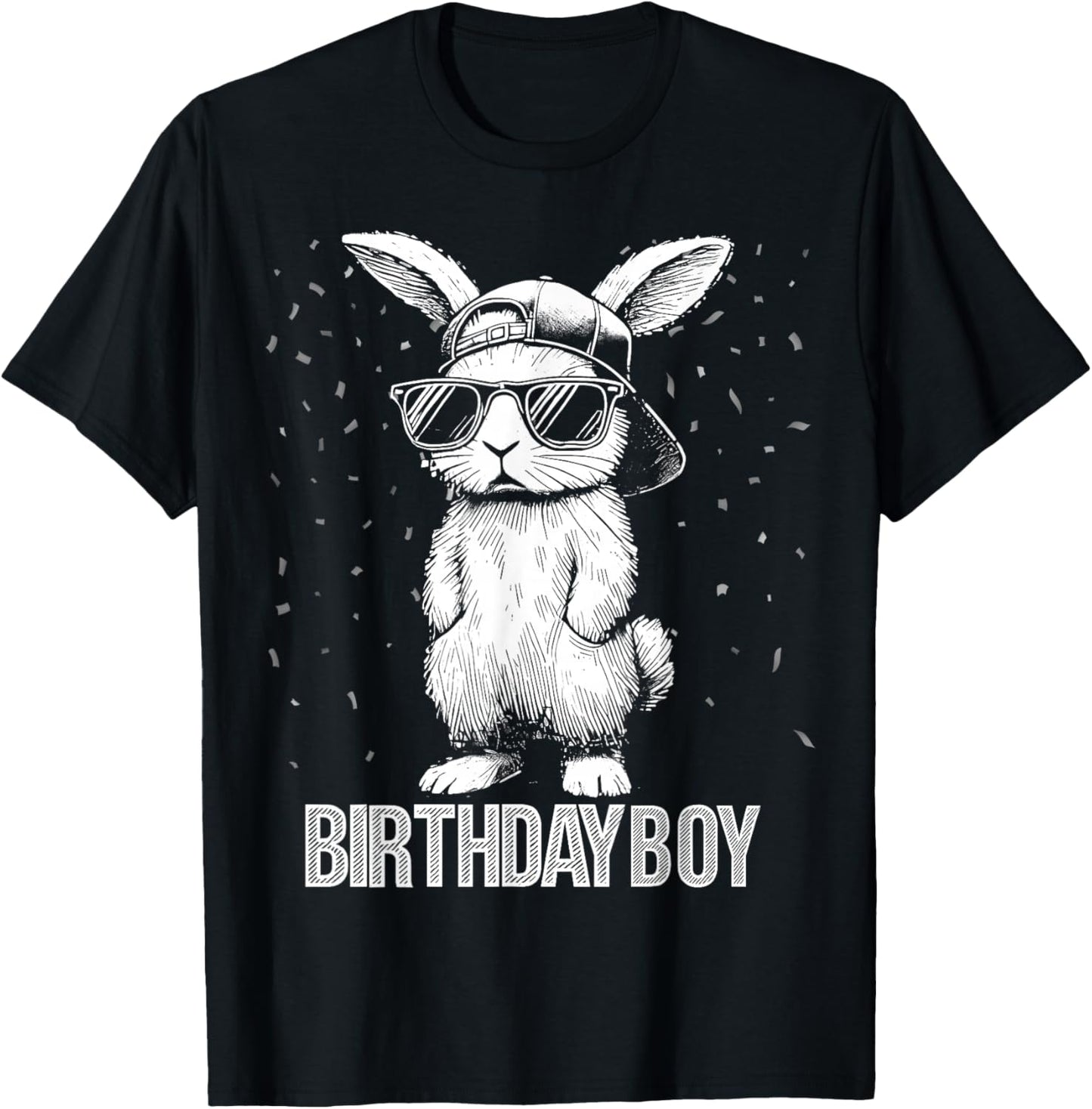 Cool Bunny with Sunglasses Birthday Boy for Boys Men Kids T-Shirt - T-Shirt | Black