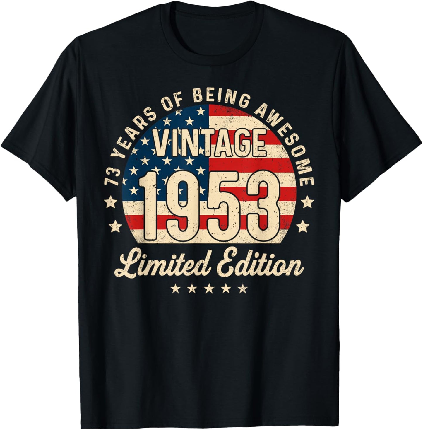 73rd Birthday Vintage 1953 73 Year Old Gifts Men USA Flag T-Shirt - T-Shirt | Black