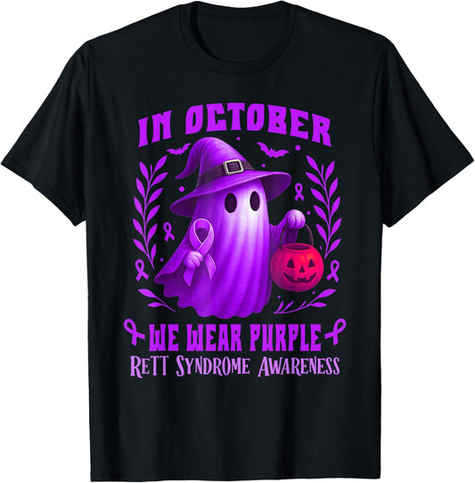 Rett Syndrome Awareness Month Funny Halloween Boo Ghost T-Shirt - T-Shirt | Black