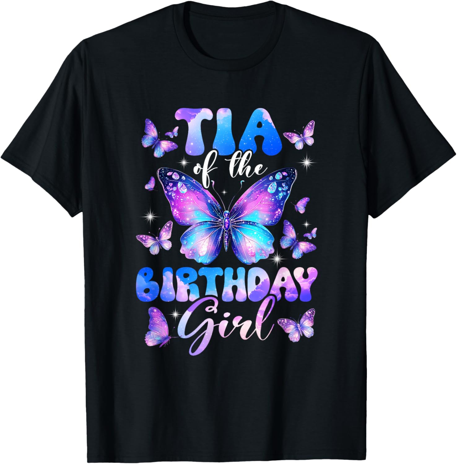 Tia of The Birthday Girl Butterfly Family Matching T-Shirt - T-Shirt | Black