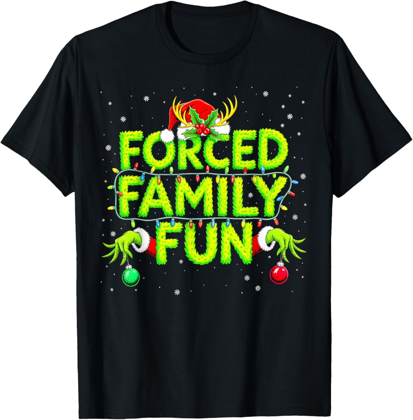 Forced Family Fun Christmas Shirts Matching Family Pajama T-Shirt - T-Shirt | Black