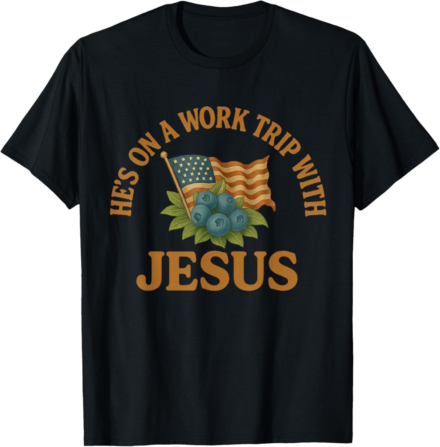 He's on a Work Trip with Jesus Christian Religious Jesus T-Shirt - T-Shirt | Black