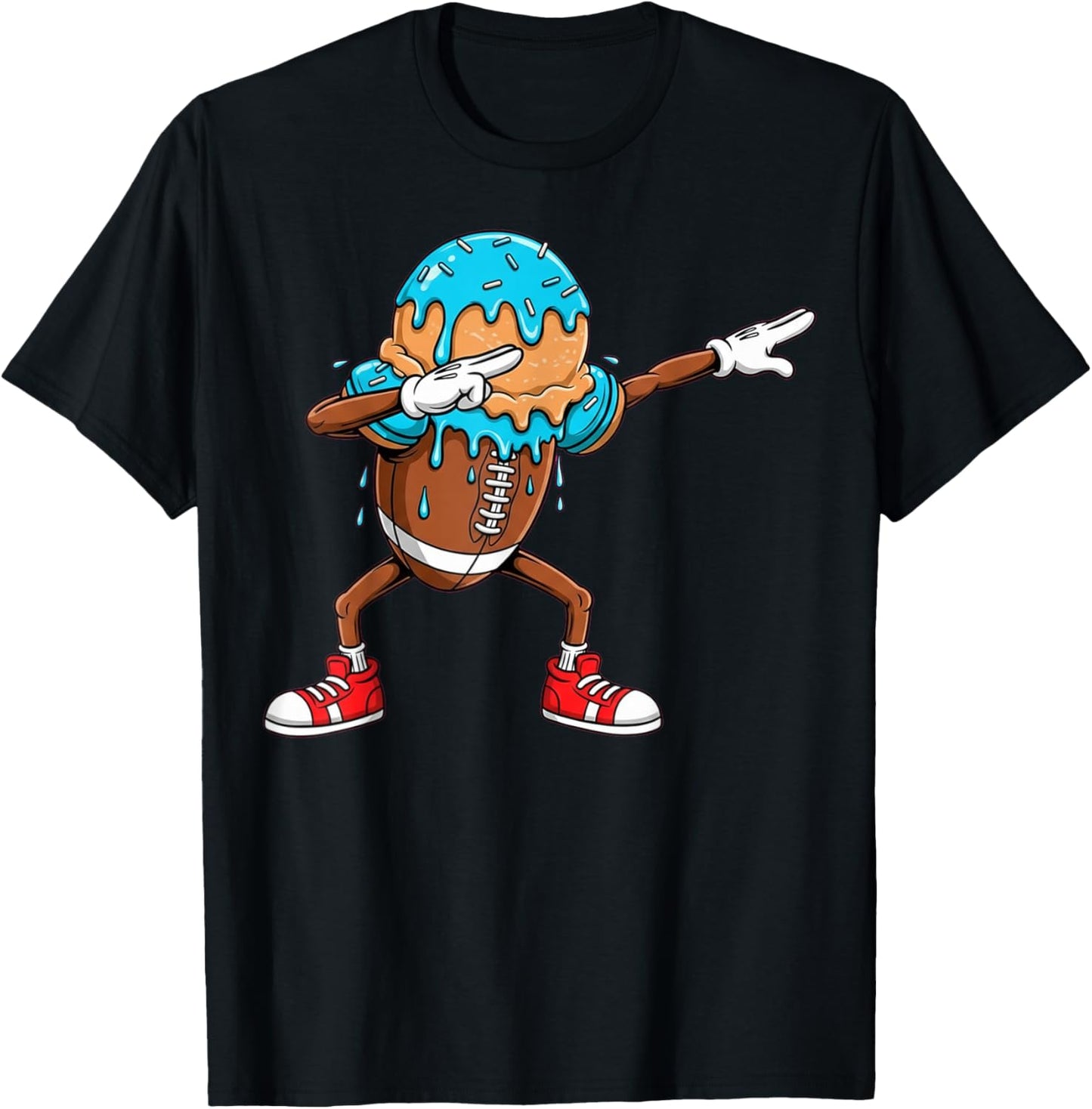 Dabbing Football Drip Ice Cream Kids Youth Boys Girls T-Shirt - T-Shirt | Black