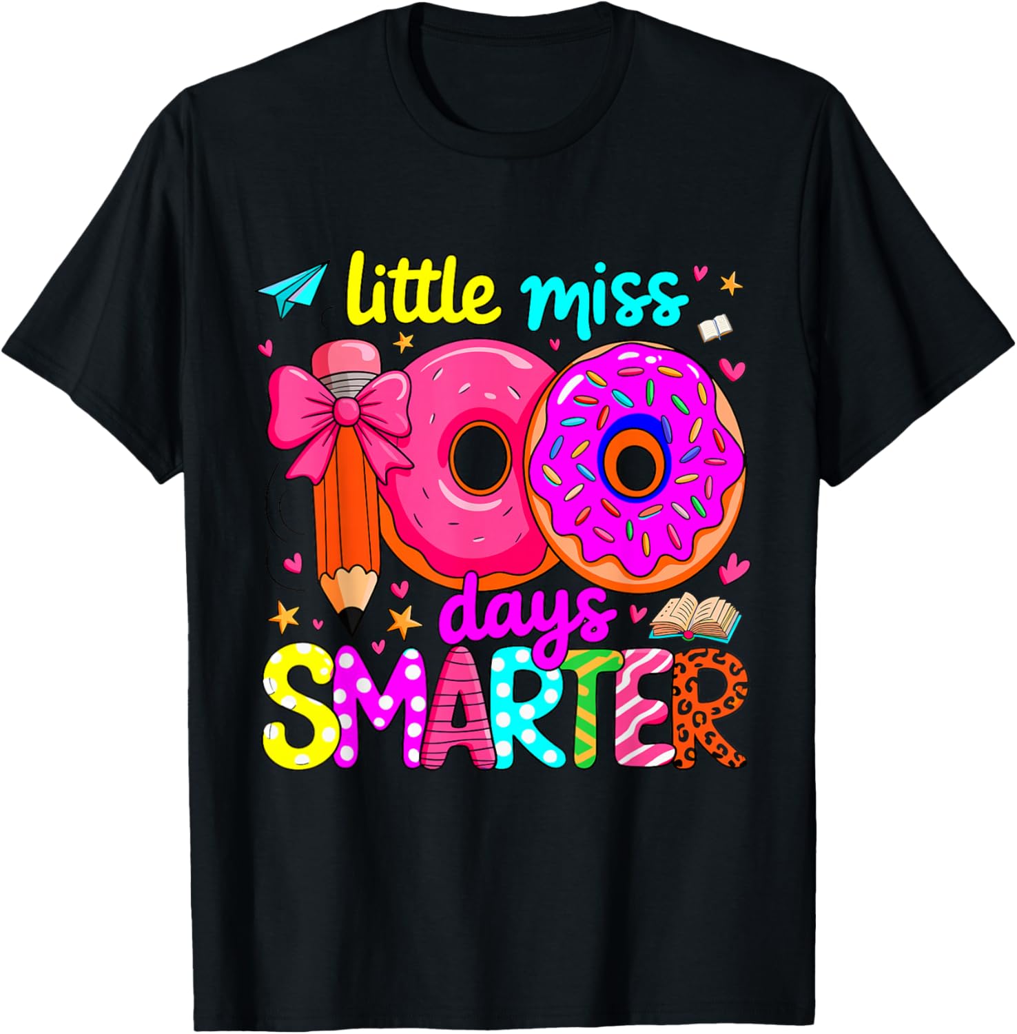 Little Miss 100 Days Smarter Kids Girls for Teacher T-Shirt - T-Shirt | Black