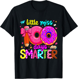 Little Miss 100 Days Smarter Kids Girls for Teacher T-Shirt - T-Shirt | Black