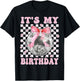 Groovy It's My Birthday Teens Girls Disco Ball Coquette Bow T-Shirt - T-Shirt | Black