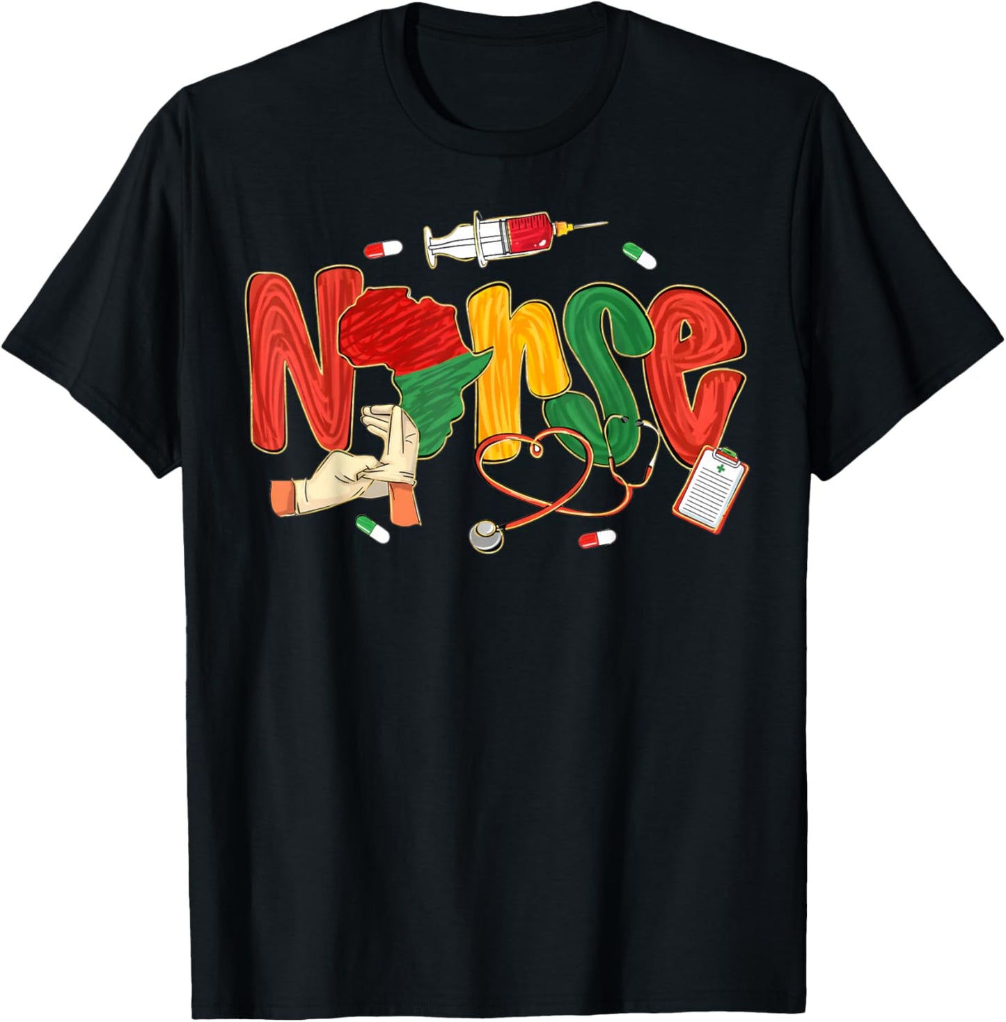 Nurse Black History Black Nurse African Juneteenth T-Shirt - T-Shirt | Black
