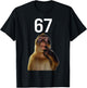 Monkey Thinking 67 Funny Six Seven Monkey Meme Brainrot Gift T-Shirt - T-Shirt | Black