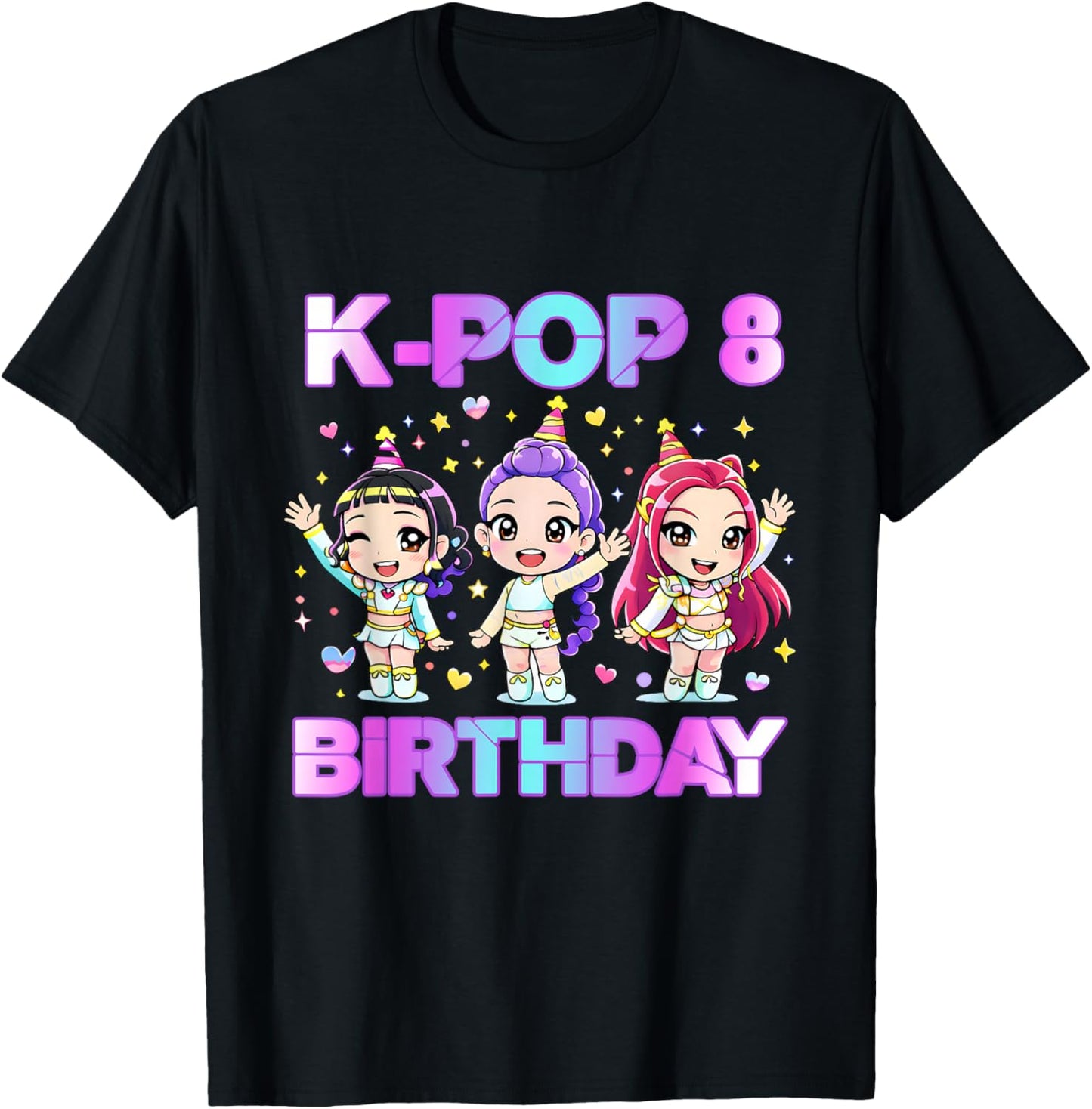 8 Years Old Birthday K pop Kids 8th Birthday Girls K-pop T-Shirt - T-Shirt | Black
