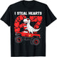 Valentines Day Boys Kids I Steal Hearts trex Truck 67 T-Shirt - T-Shirt | Black