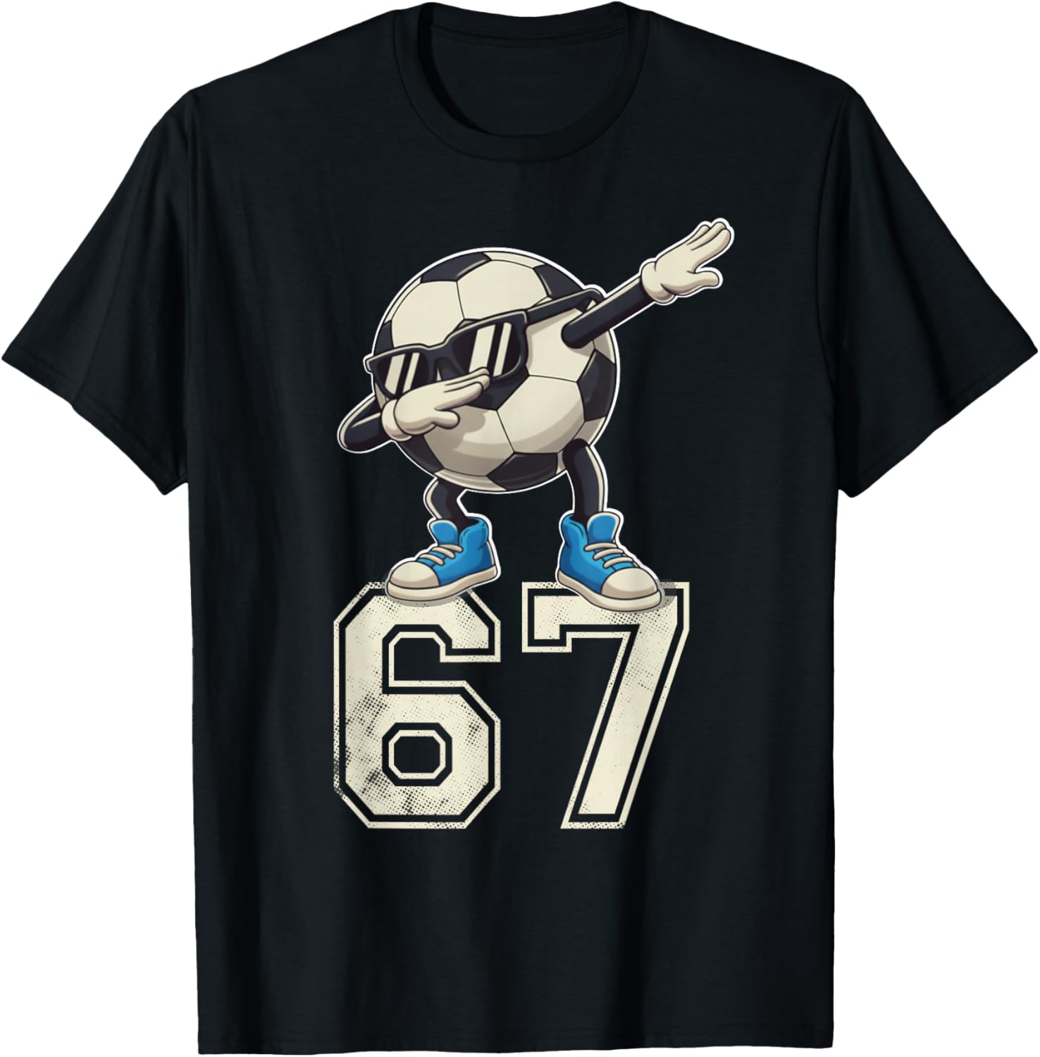 Boys Kids 67 Six Seven Sunglasses Dabbing Soccer Ball Lover T-Shirt - T-Shirt | Black