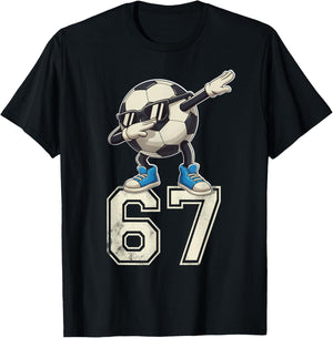 Boys Kids 67 Six Seven Sunglasses Dabbing Soccer Ball Lover T-Shirt - T-Shirt | Black