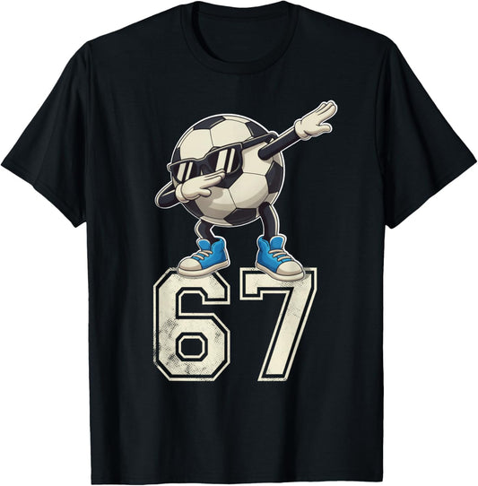 Boys Kids 67 Six Seven Sunglasses Dabbing Soccer Ball Lover T-Shirt - T-Shirt | Black
