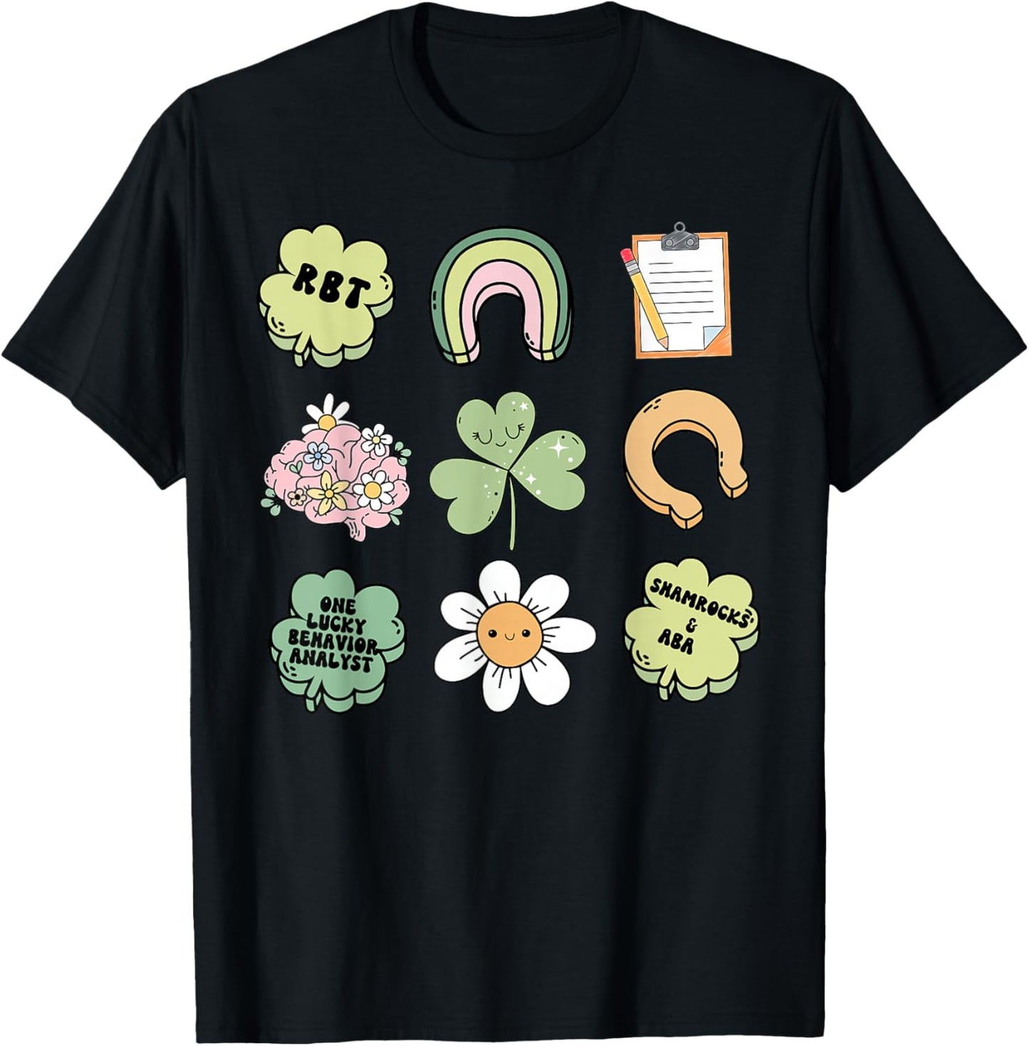 Behavior Analyst St Patty's Day Shamrock ABA RBT Therapist T-Shirt - T-Shirt | Black
