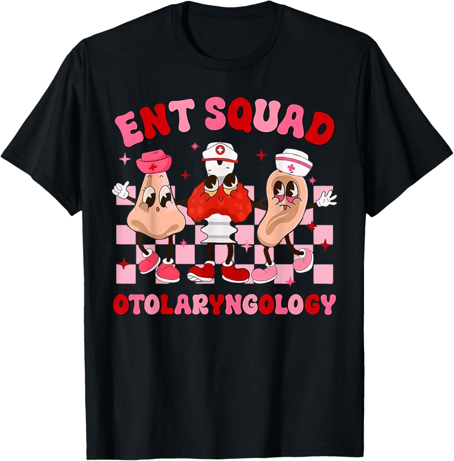 ENT Squad Otolaryngology Valentines Ears Nose Throat Nurse T-Shirt - T-Shirt | Black