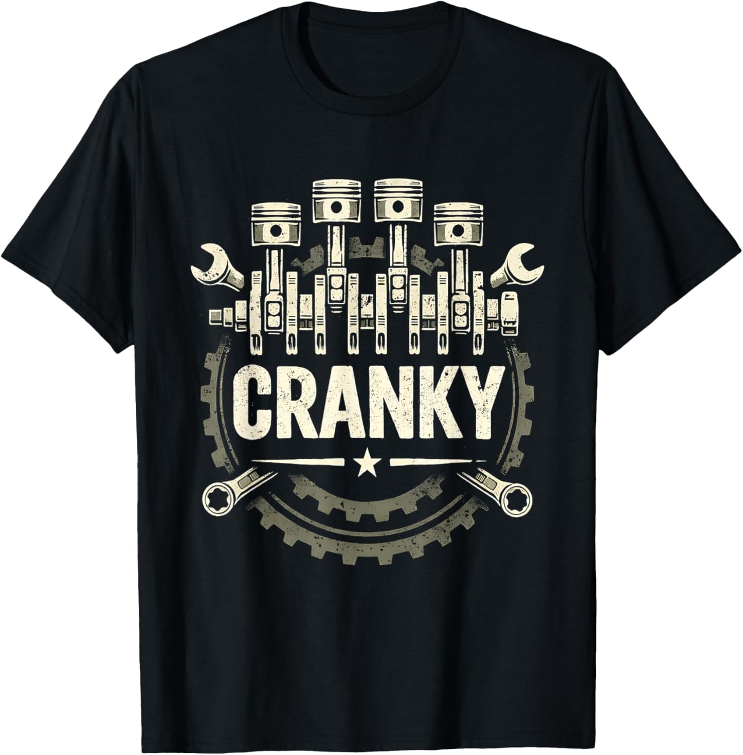 Cranky Car Engine Crankshaft Cars Lover Mechanics T-Shirt - T-Shirt | Black