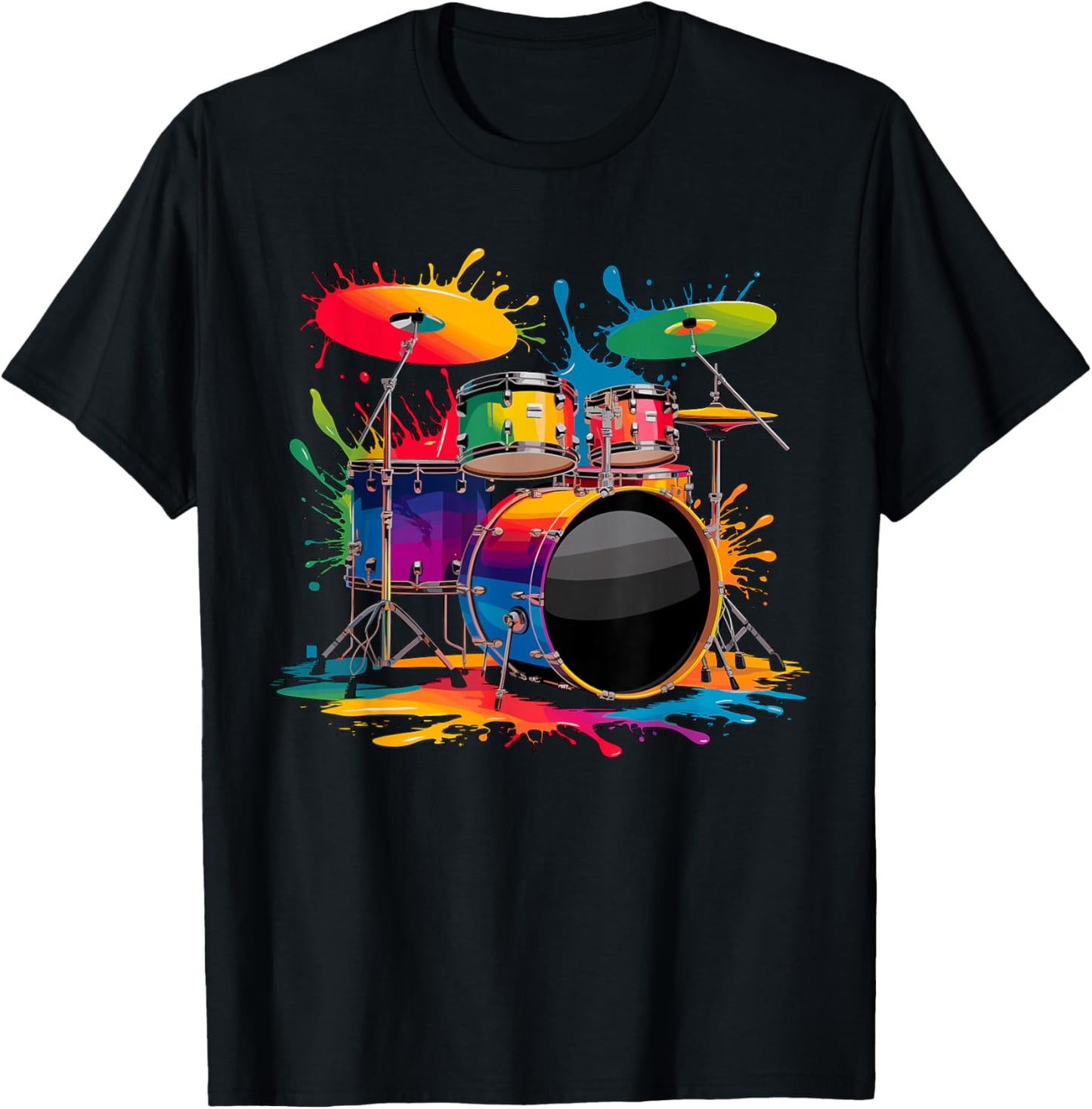 Drumset Soft Colors Drummer Drums T-Shirt - T-Shirt | Black