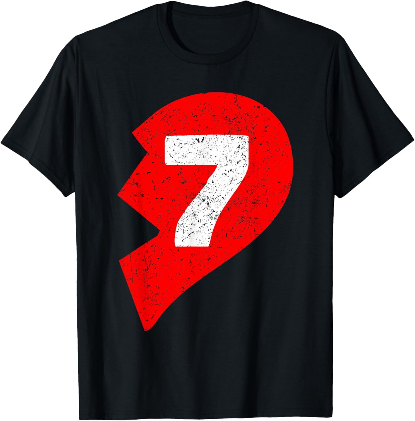 Number 7 Funny Matching Couple Friends Valentines Heart 67 T-Shirt - T-Shirt | Black
