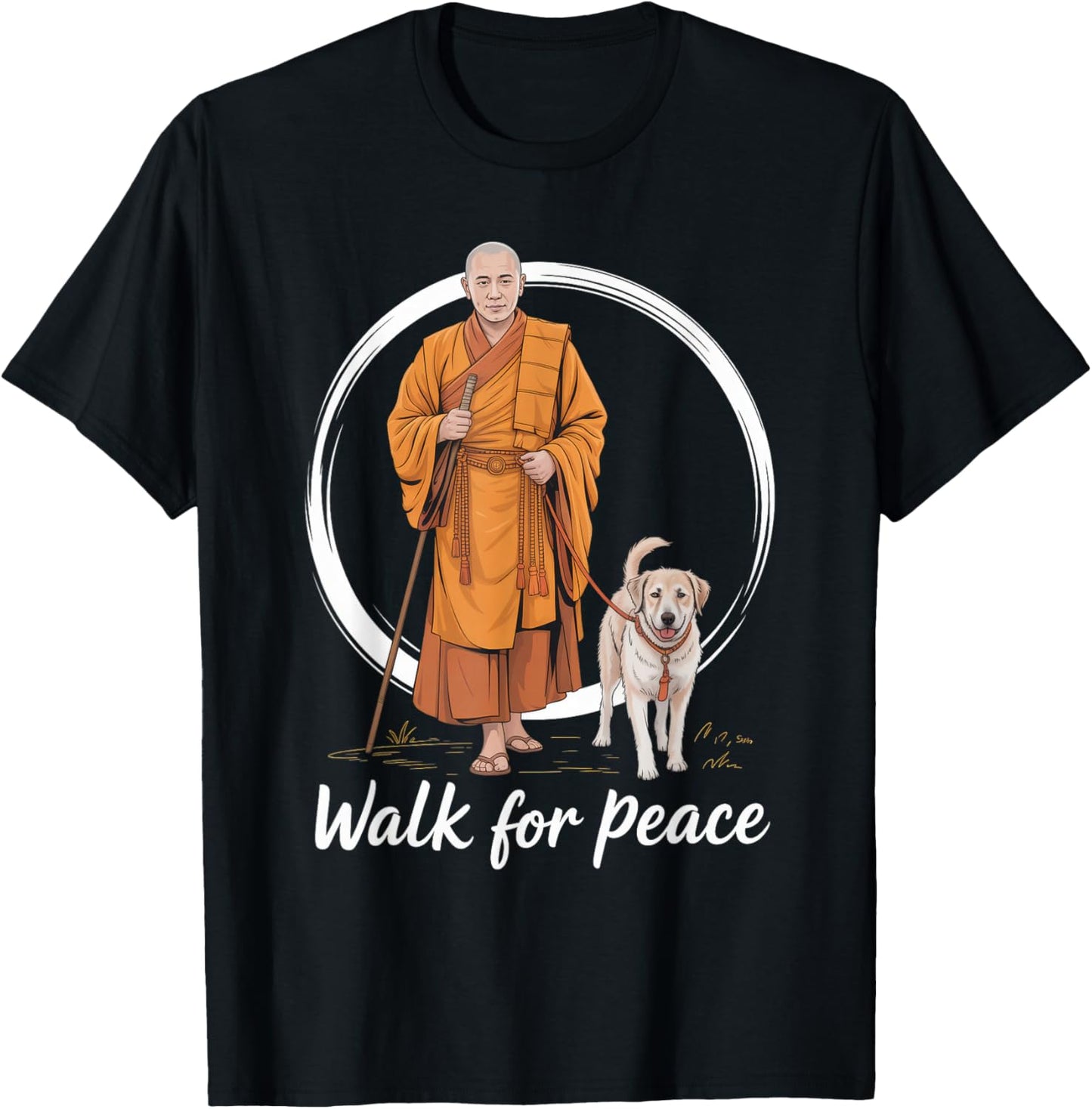 Peace Walking Monks and Aloka Dog Walk for Peace Men Women T-Shirt - T-Shirt | Black