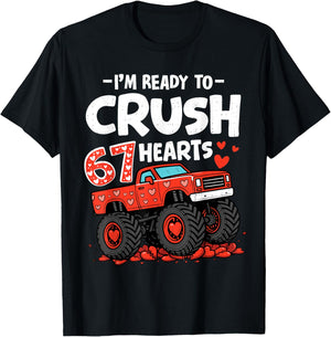 I'm Ready to Crush 67 Hearts Truck Valentines Day Boys Kids T-Shirt - T-Shirt | Black