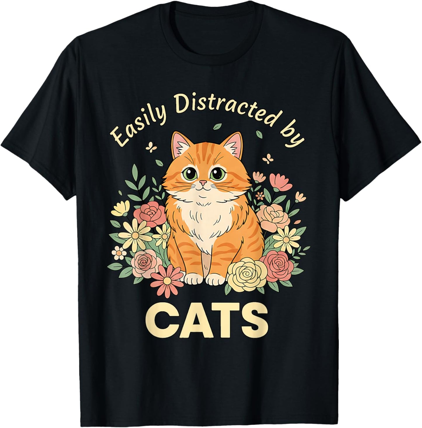 Easily Distracted by Cats - Cute Cat Mom Valentine’s Women T-Shirt - T-Shirt | Black