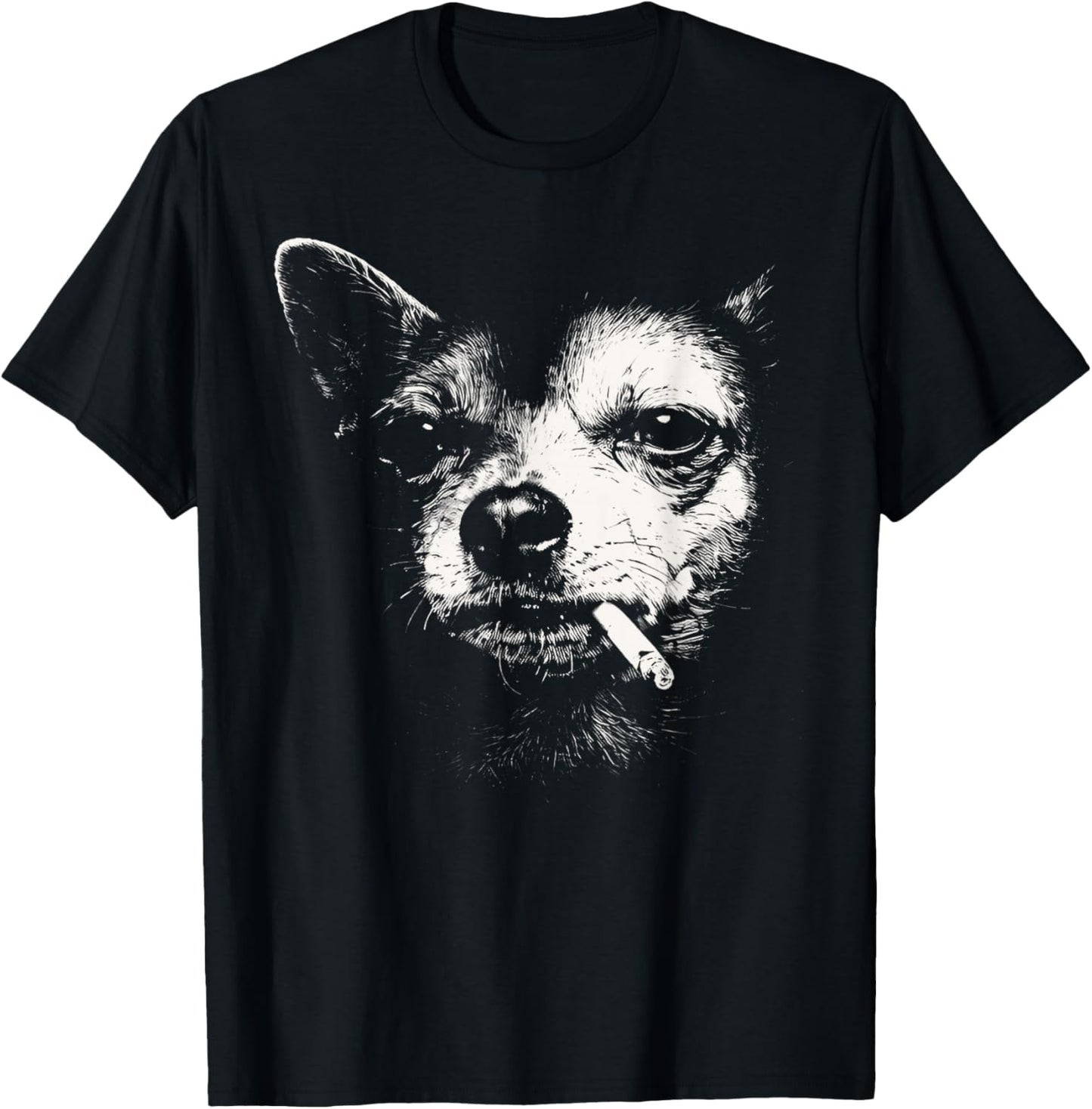 Dog Smoking Cigarette Funny Chihuahua Meme T-Shirt - T-Shirt | Black