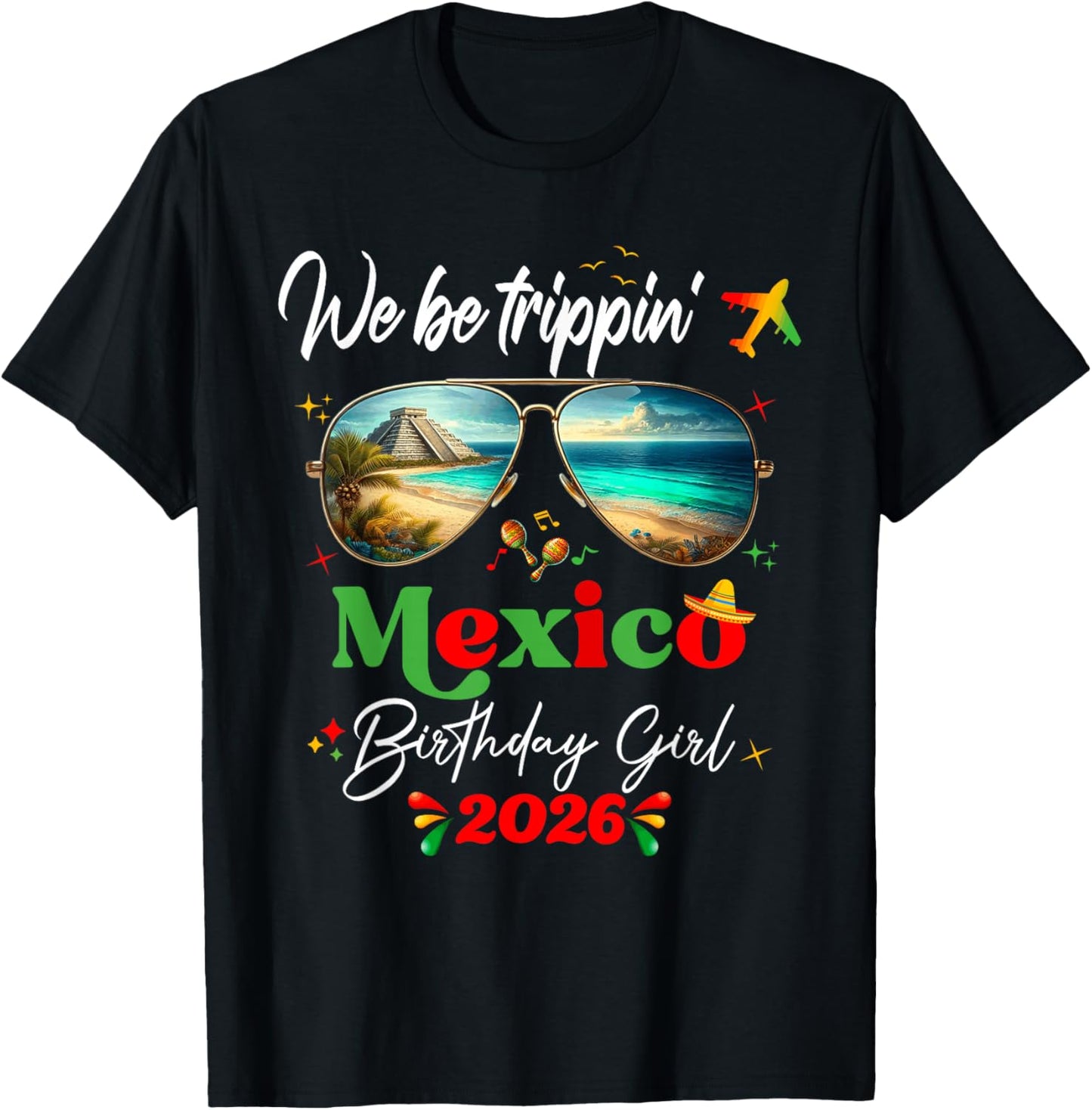 Cancun Mexico Cozumel Cabo Vacation Birthday 2026 Girls Trip T-Shirt - T-Shirt | Black