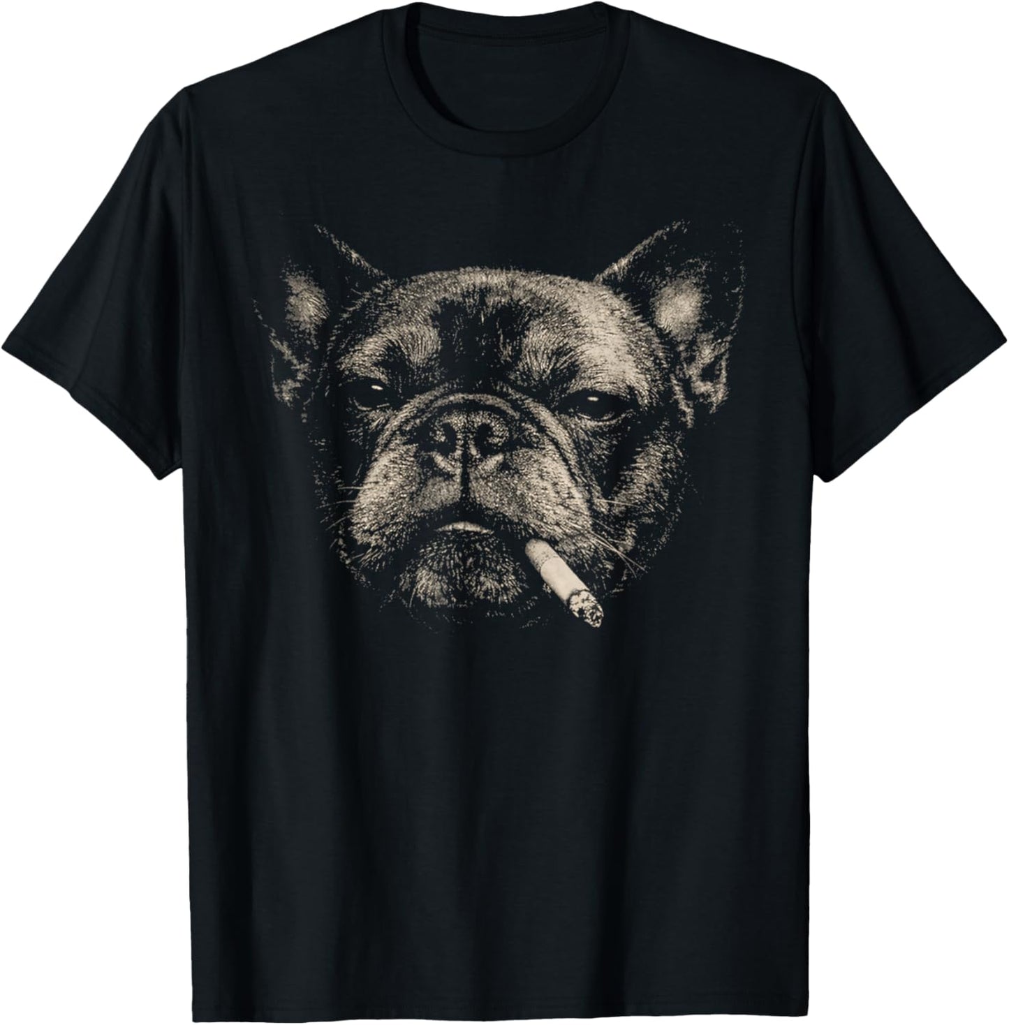Funny Smoking French Bulldog Vintage Y2K Grunge Dog Graphic T-Shirt - T-Shirt | Black