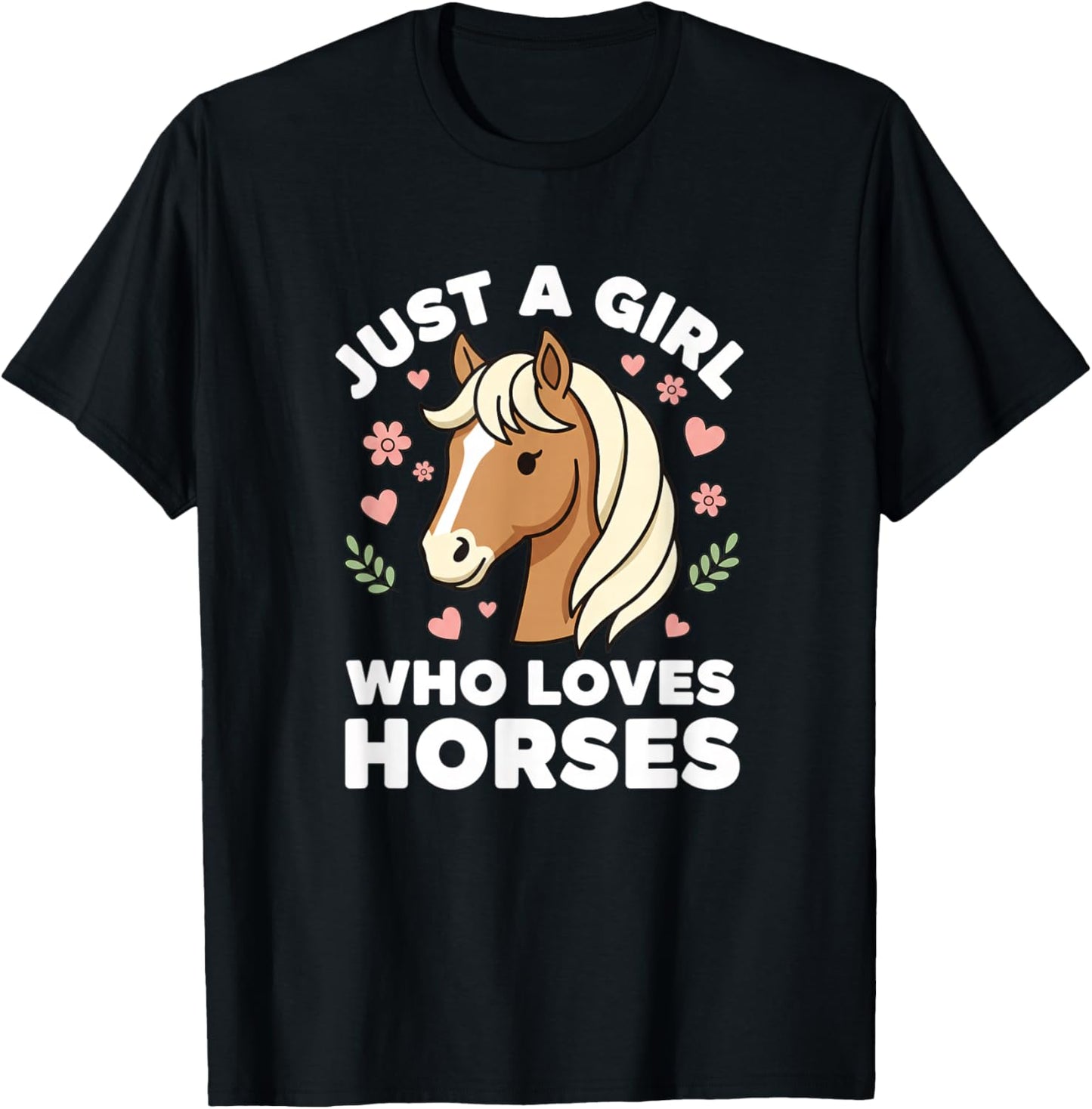 Just A Girl Who Loves Horses Cute Horse Girl Riding Lover T-Shirt - T-Shirt | Black