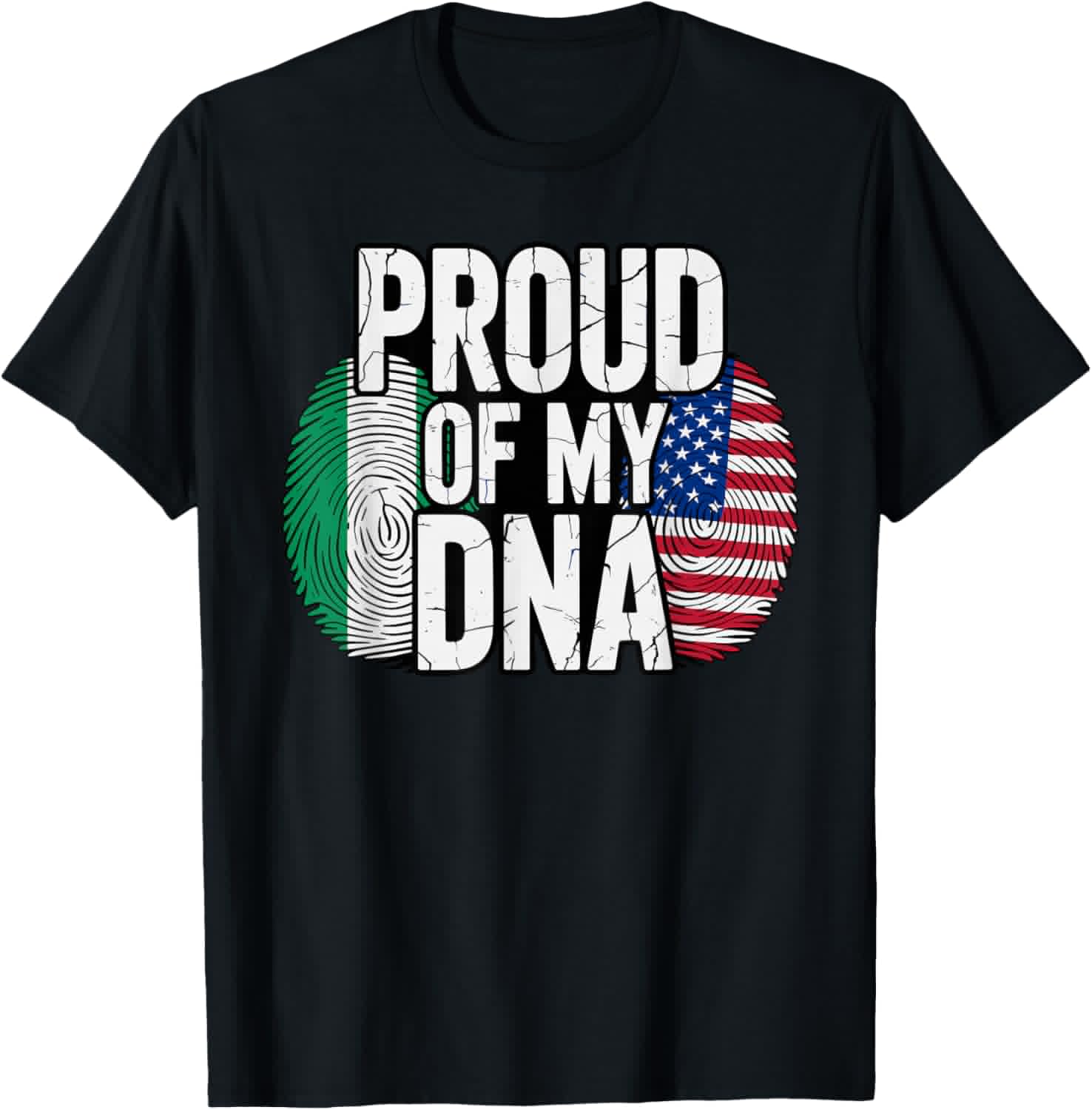 Proud of My DNA Half American Nigerian Roots Nigeria USA T-Shirt - T-Shirt | Black