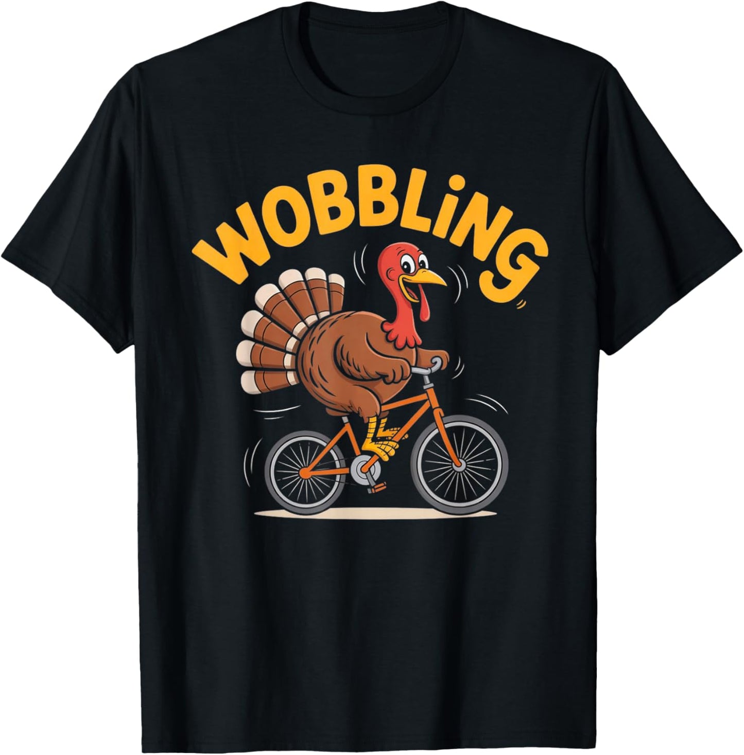 Turkey Riding Bike Funny Thanksgiving T-Shirt - T-Shirt | Black