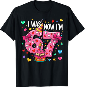I was 6 Now Im 7 Bow Cake 7th Birthday 67 T-Shirt - T-Shirt | Black