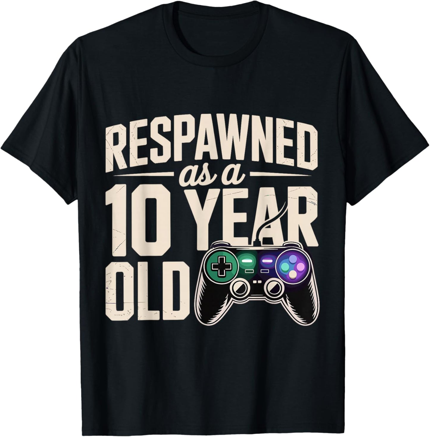 Boys 10th Birthday Shirt Boy 10 Year Old Birthday Gamer T-Shirt - T-Shirt | Black