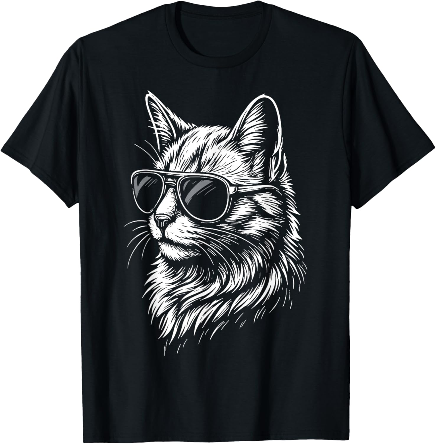 Cat with Sunglasses T-Shirt - T-Shirt | Black