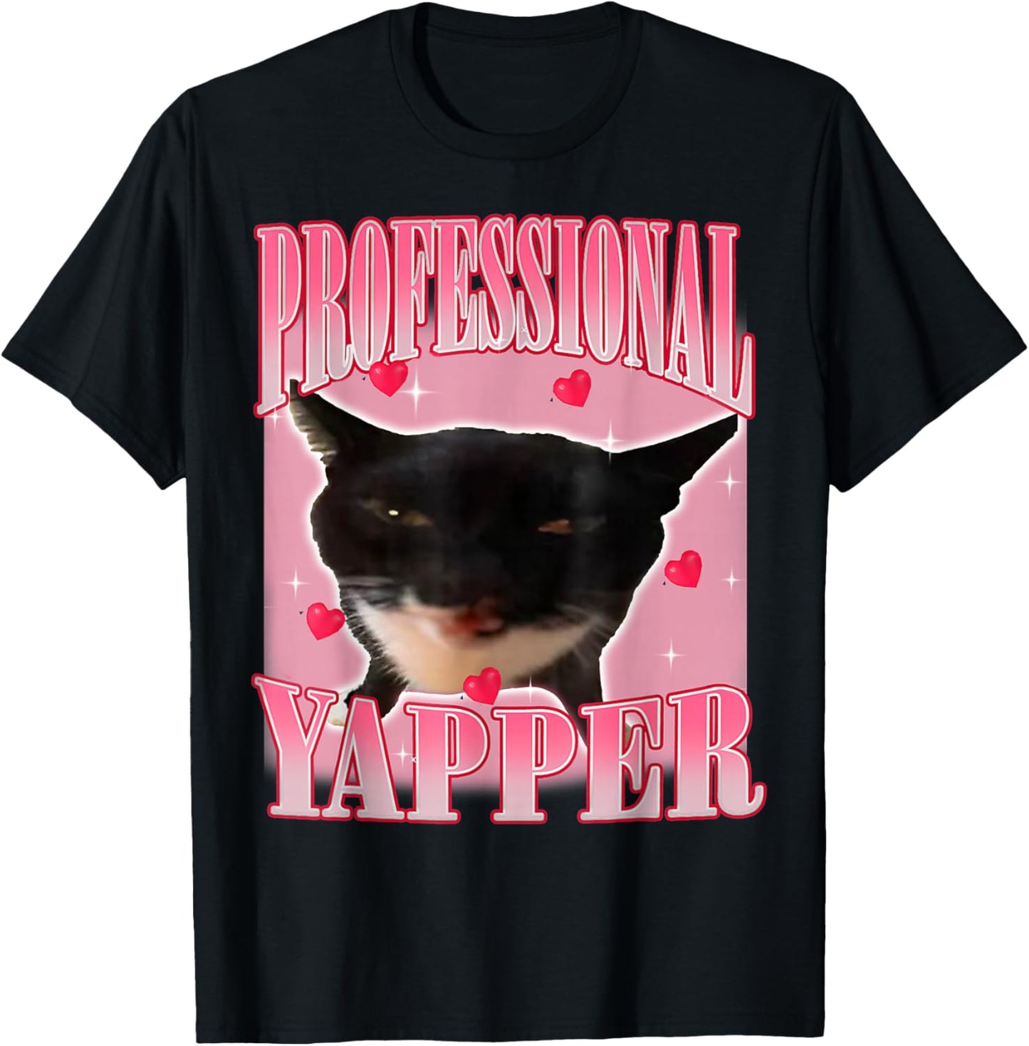 Professional Yapper Cat Funny Oddly Specific Dank Meme T-Shirt - T-Shirt | Black