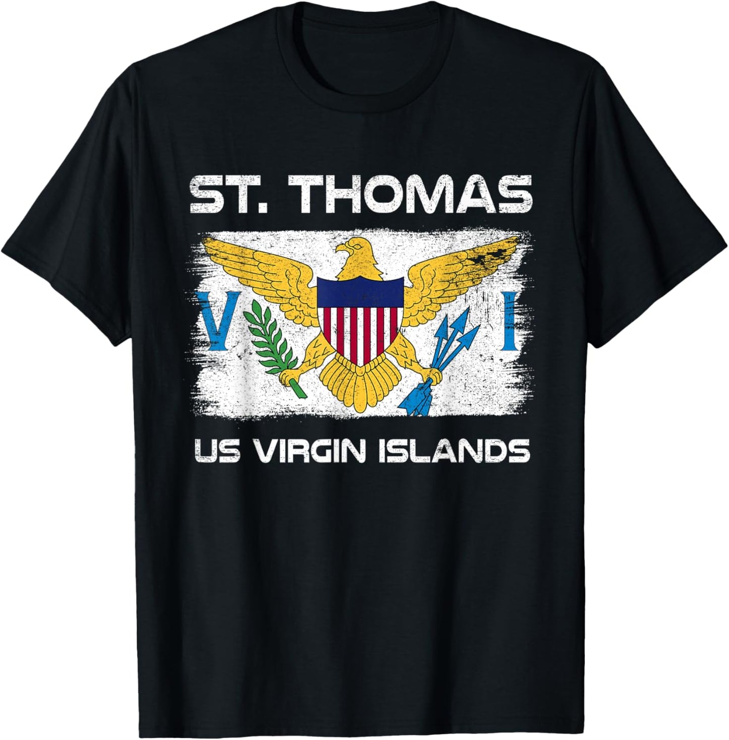 St. Thomas USVI Flag Design USVI Flag T-Shirt - T-Shirt | Black