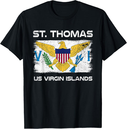 St. Thomas USVI Flag Design USVI Flag T-Shirt - T-Shirt | Black
