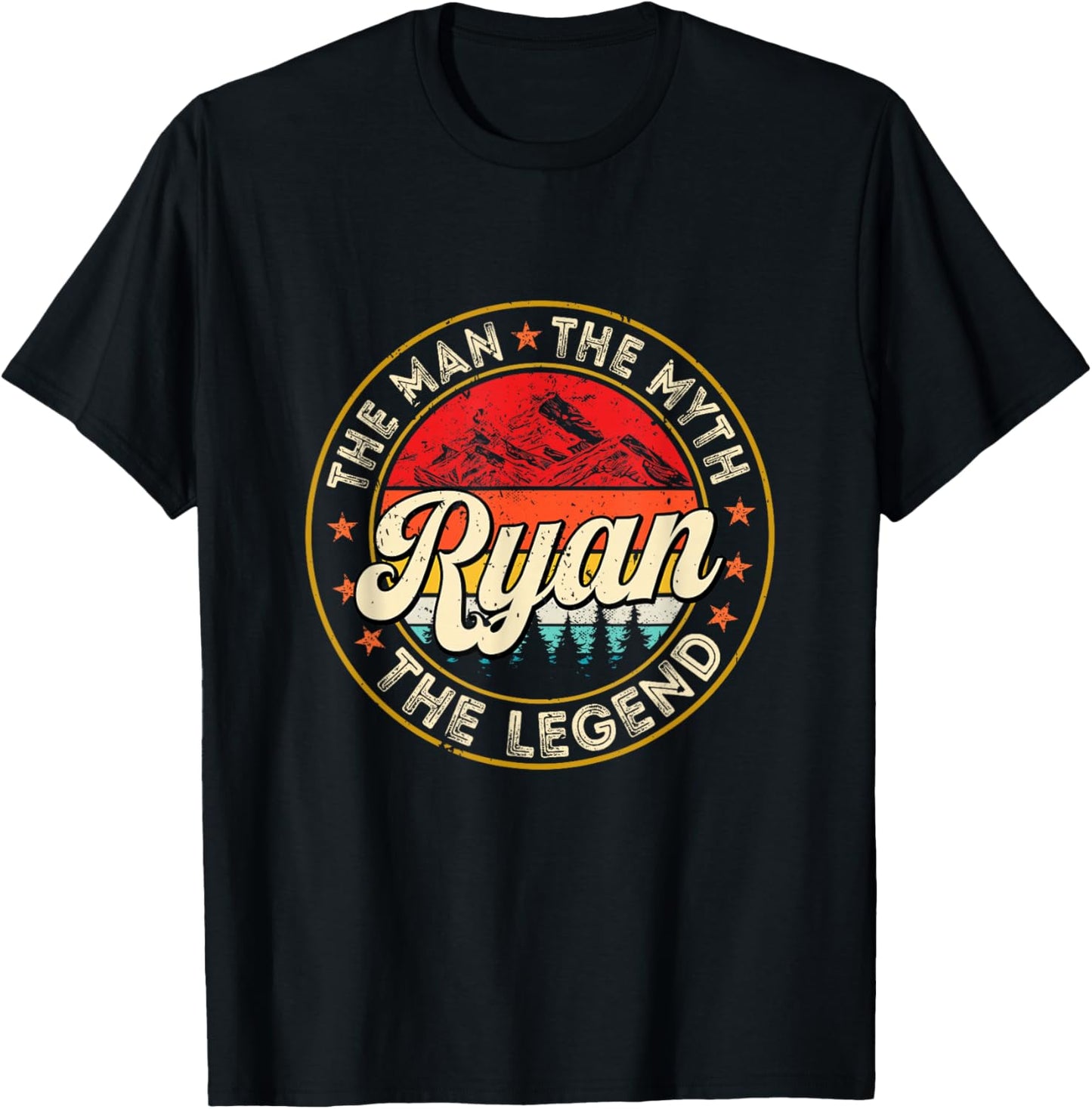 Ryan The Man The Myth The Legend Personalized Name T-Shirt - T-Shirt | Black