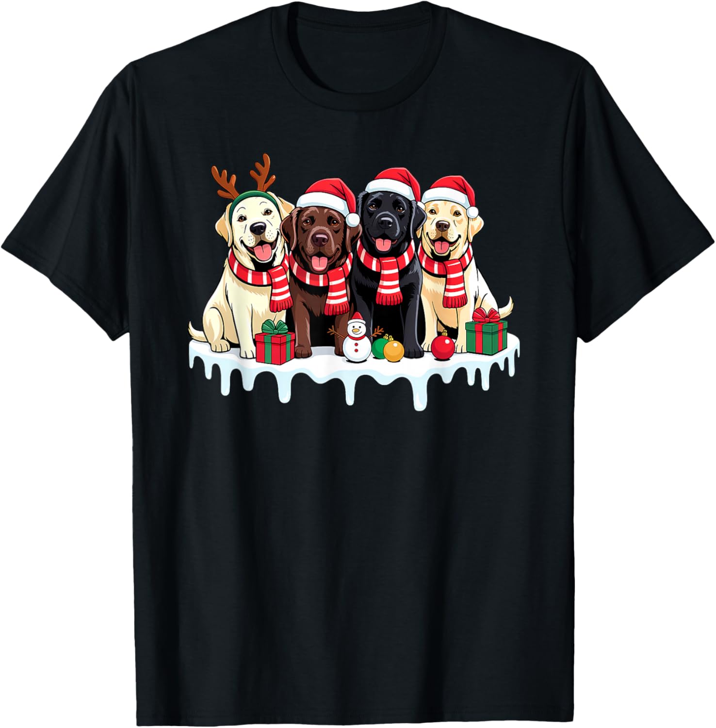 Labrador Dog Christmas Matching Family Pajama Xmas Santa T-Shirt - T-Shirt | Black