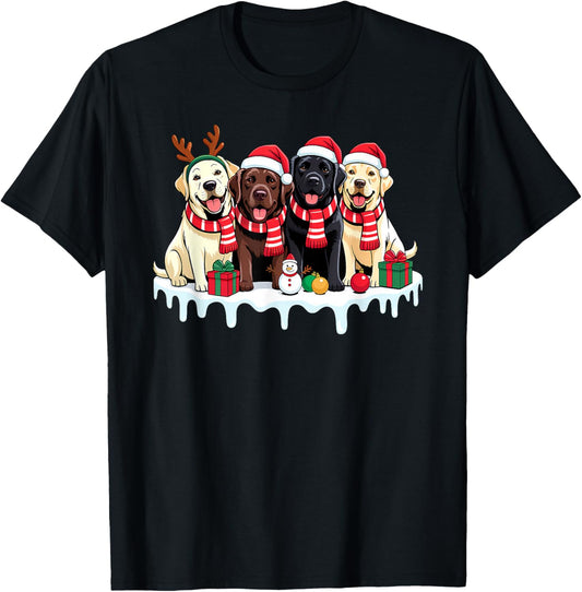 Labrador Dog Christmas Matching Family Pajama Xmas Santa T-Shirt - T-Shirt | Black