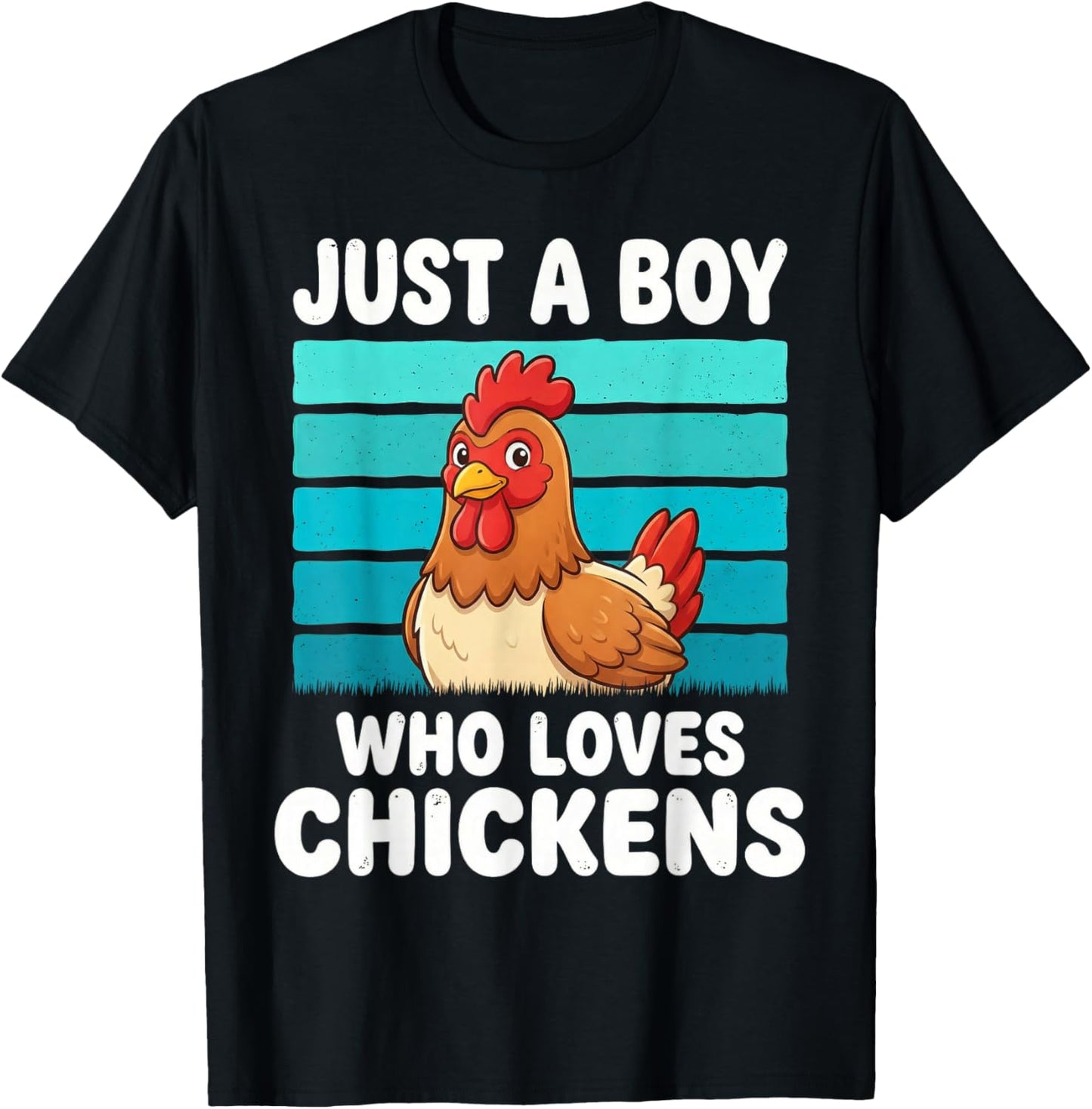 Just a Boy Who Loves Chickens Funny Chicken Lover Kids Boys T-Shirt - T-Shirt | Black