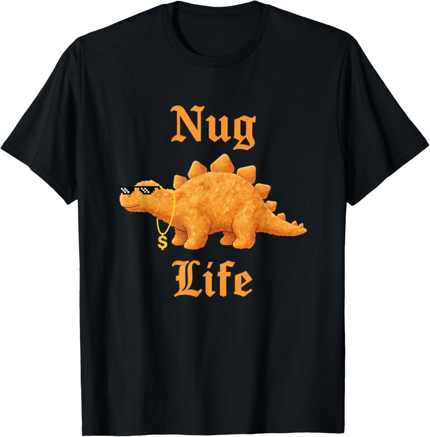 Chicken Nug Life Dino Nugget Design T-Shirt - T-Shirt | Black