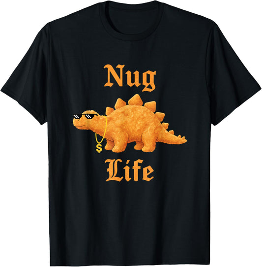 Chicken Nug Life Dino Nugget Design T-Shirt - T-Shirt | Black