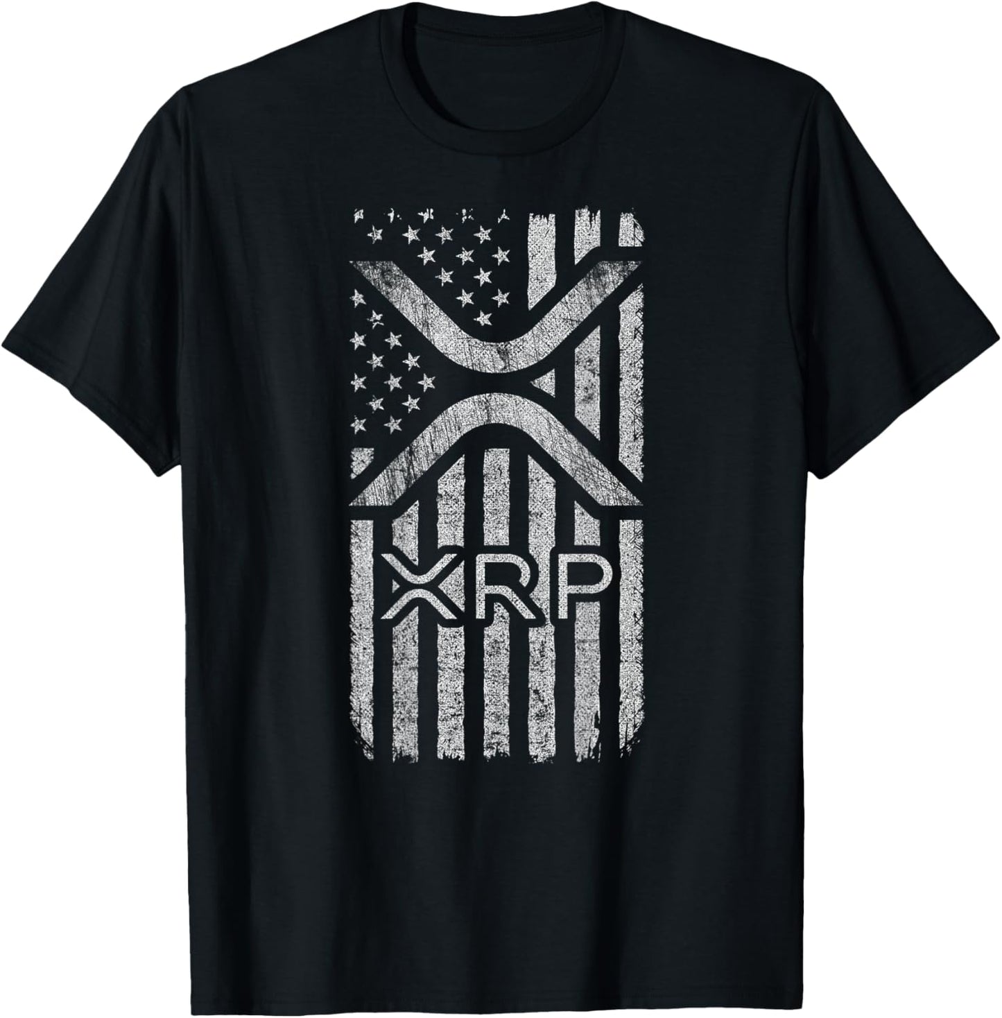 XRP - American Flag XRP Logo Graphic - XRP Crypto T-Shirt - T-Shirt | Black