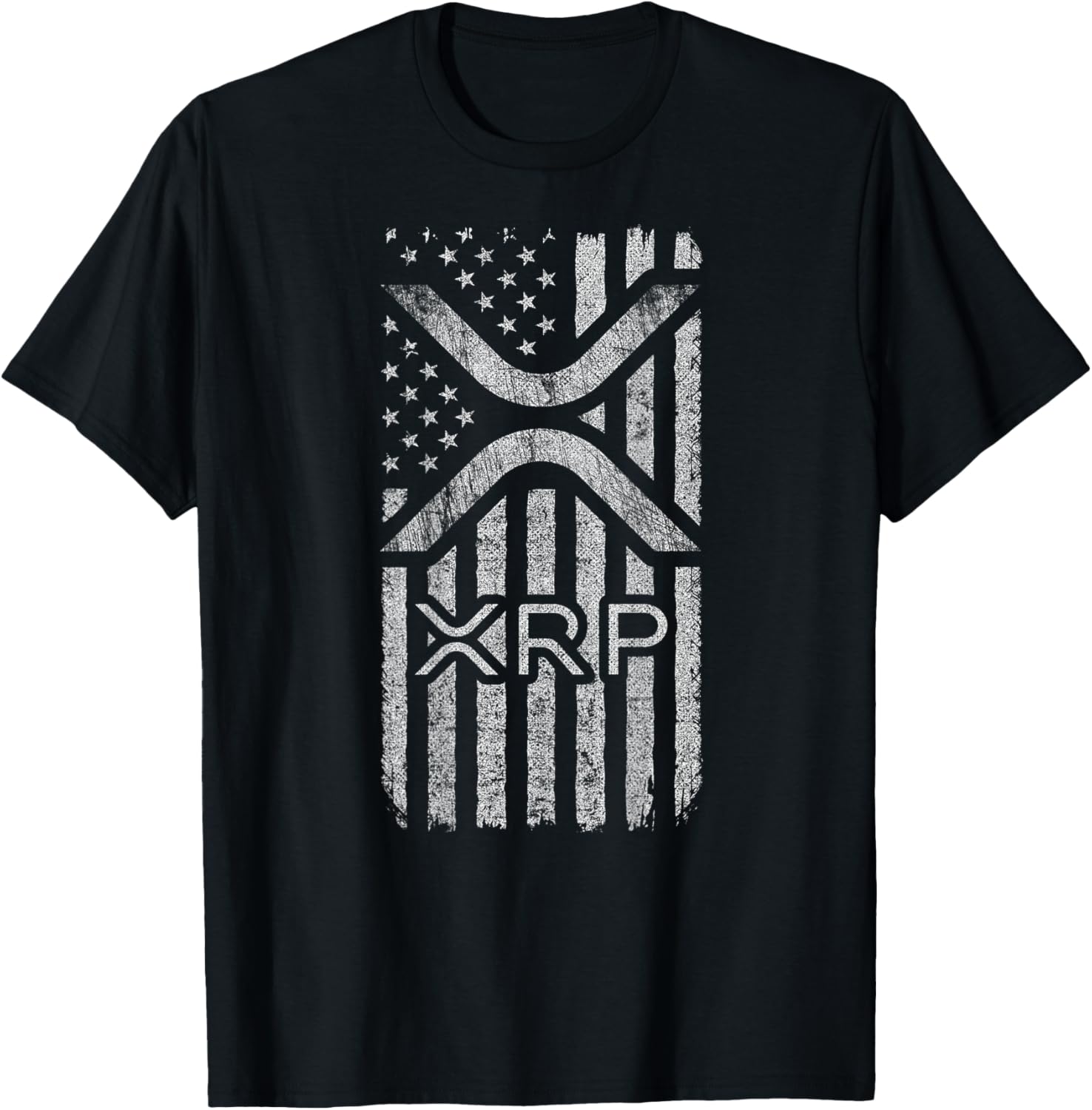XRP - American Flag XRP Logo Graphic - XRP Crypto T-Shirt - T-Shirt | Black