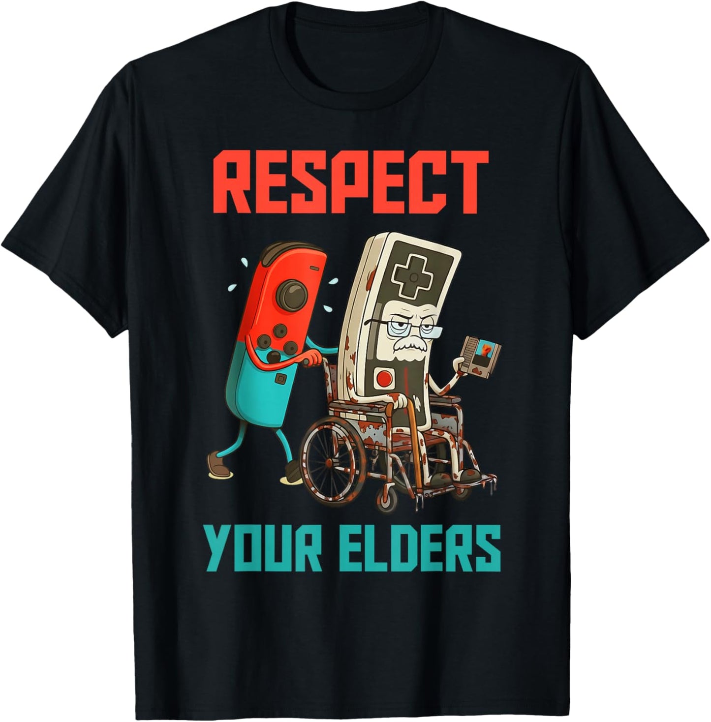 Respect Your Elders Retro Gaming Video Gamer 80s Boy Men T-Shirt - T-Shirt | Black