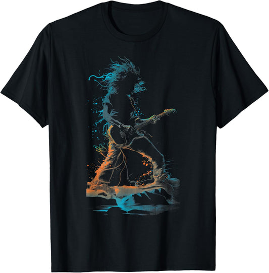 Powered Guitar Music Cool Women S-6XL T-Shirt - T-Shirt | Black