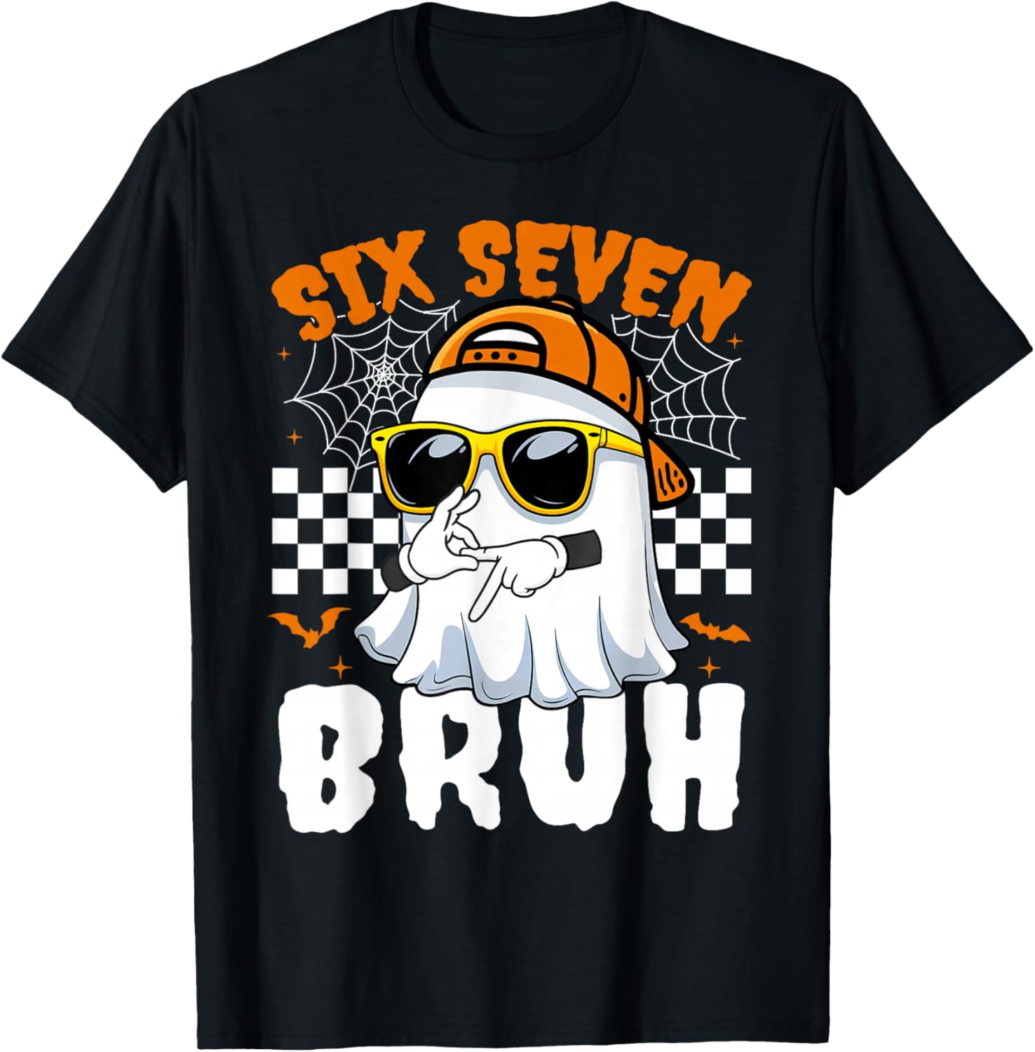 Bruh 67 Halloween Funny Six Seven Meme Brainrot Ghost Kids T-Shirt - T-Shirt | Black